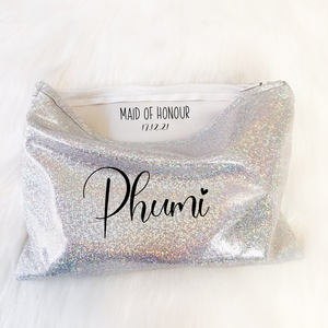 personalized glitter makeup cosmetic bag