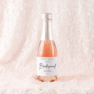 pairs well with custom personalized wine champagne label bride bridesmaids