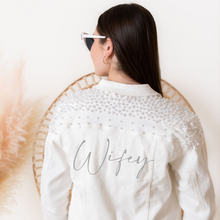 Load image into Gallery viewer, White pearl denim jacket
