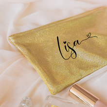 Load image into Gallery viewer, Glitter personalized makeup cosmetic bag