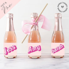 Load image into Gallery viewer, Barbie themed wine champagne label bachelorette proposal