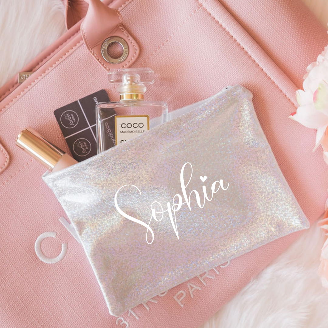 Personalised Glitter Cosmetic Makeup Bags