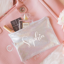 Load image into Gallery viewer, Glitter personalized makeup cosmetic bag