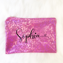 Load image into Gallery viewer, Glitter personalized makeup cosmetic bag