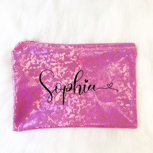 Glitter personalized makeup cosmetic bag