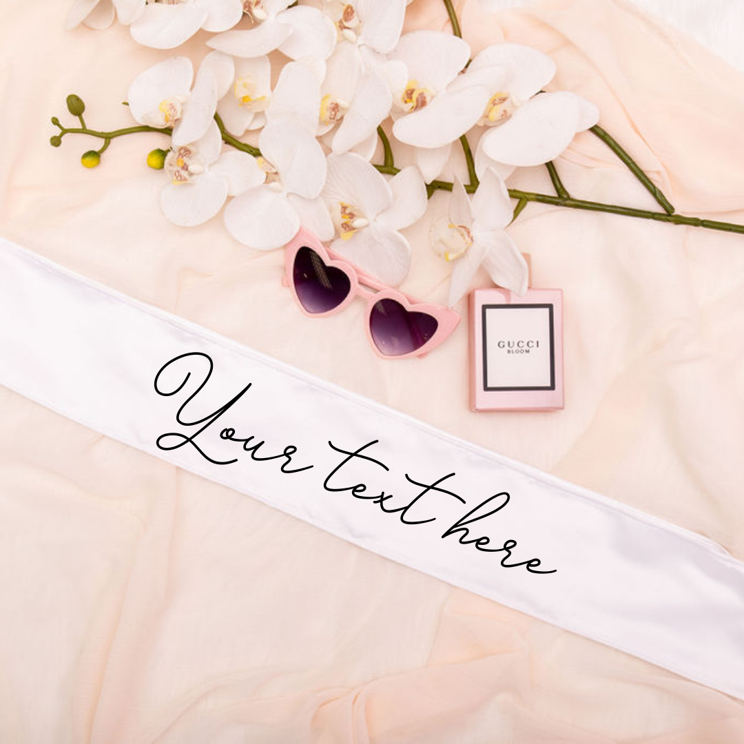 Satin Sashes Custom text Champagne Occasions