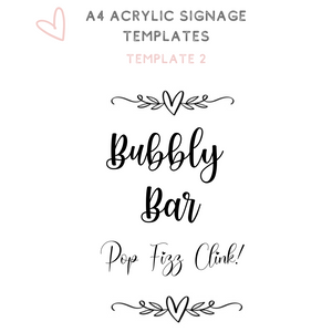 A4 acrylic signage Mimosa bar bubbly bar Bridal shower sign