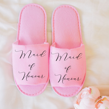 Load image into Gallery viewer, Personalized bridal slippers pink