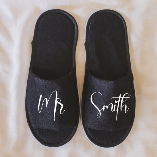 Black personalized slippers