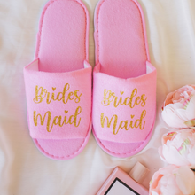 Load image into Gallery viewer, Personalized bridal slippers pink