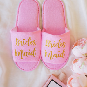 Personalized bridal slippers pink