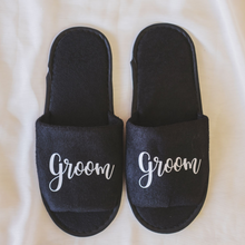 Load image into Gallery viewer, Black personalized slippers