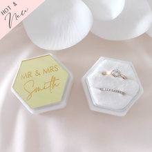 Load image into Gallery viewer, Custom acrylic velvet hexagon wedding ring box