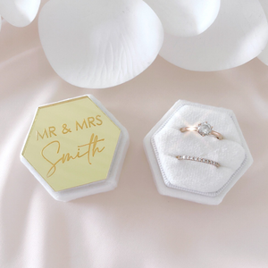 Custom acrylic velvet hexagon wedding ring box