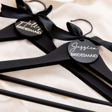 Load image into Gallery viewer, Black personalised acrylic wedding hanger
