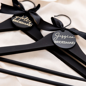 Black personalised acrylic wedding hanger