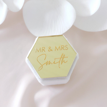 Load image into Gallery viewer, Custom acrylic velvet hexagon wedding ring box