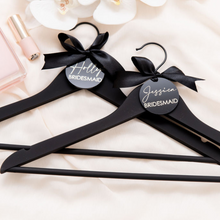 Load image into Gallery viewer, Black personalised acrylic wedding hanger