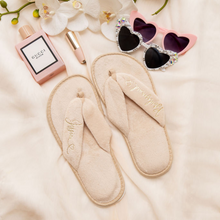 Load image into Gallery viewer, Personalised wedding bridal bridesmaid thong slippers