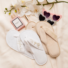 Load image into Gallery viewer, Personalised wedding bridal bridesmaid thong slippers
