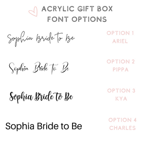 Acrylic gift box font options