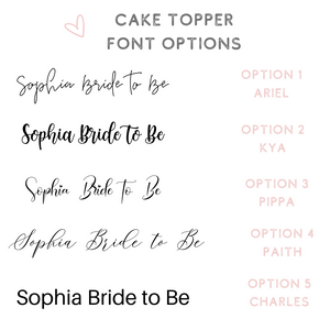 Customized acrylic cake topper font options