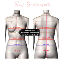 Load image into Gallery viewer, Bride Bridesmaid Custom Swimsuit elastic straps Sizing guide How to measure