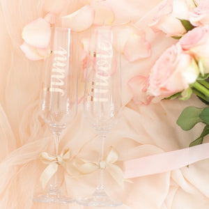 Customised champagne flutes and glasses