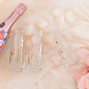 Customized stemless champagne glass flute