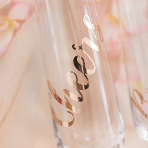 Customized stemless champagne glass flute