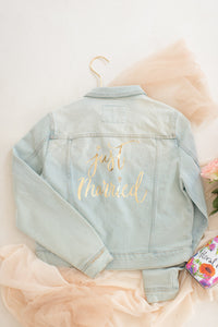 Customised denim jacket, Just Married bridal jacket