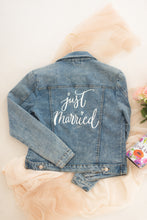 Load image into Gallery viewer, Customised denim jacket, Just Married bridal jacket