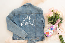 Load image into Gallery viewer, Customised denim jacket, Just Married bridal jacket