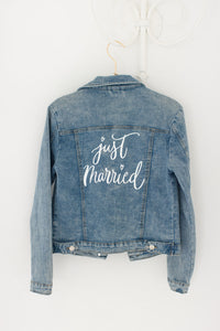 Customised denim jacket, Just Married bridal jacket