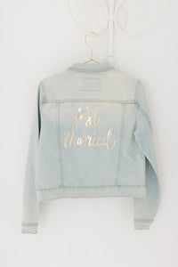 Customised denim jacket, Just Married bridal jacket