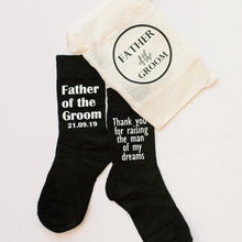 Load image into Gallery viewer, Father of the Groom personalised socks wedding gifts for men
