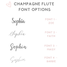 Load image into Gallery viewer, customised champagne glass font options