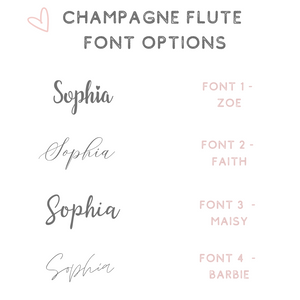 customised champagne glass font options