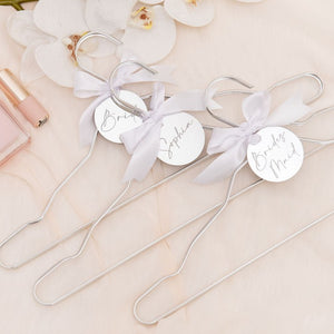 Silver metal personalised wedding bridal hangers