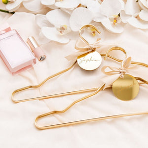 gold metal acrylic personalised wedding bridal hanger