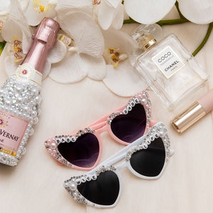 retro heart bride bling sunglasses