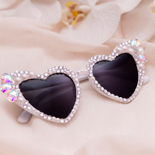 bling bedazzled heart bride sunglasses