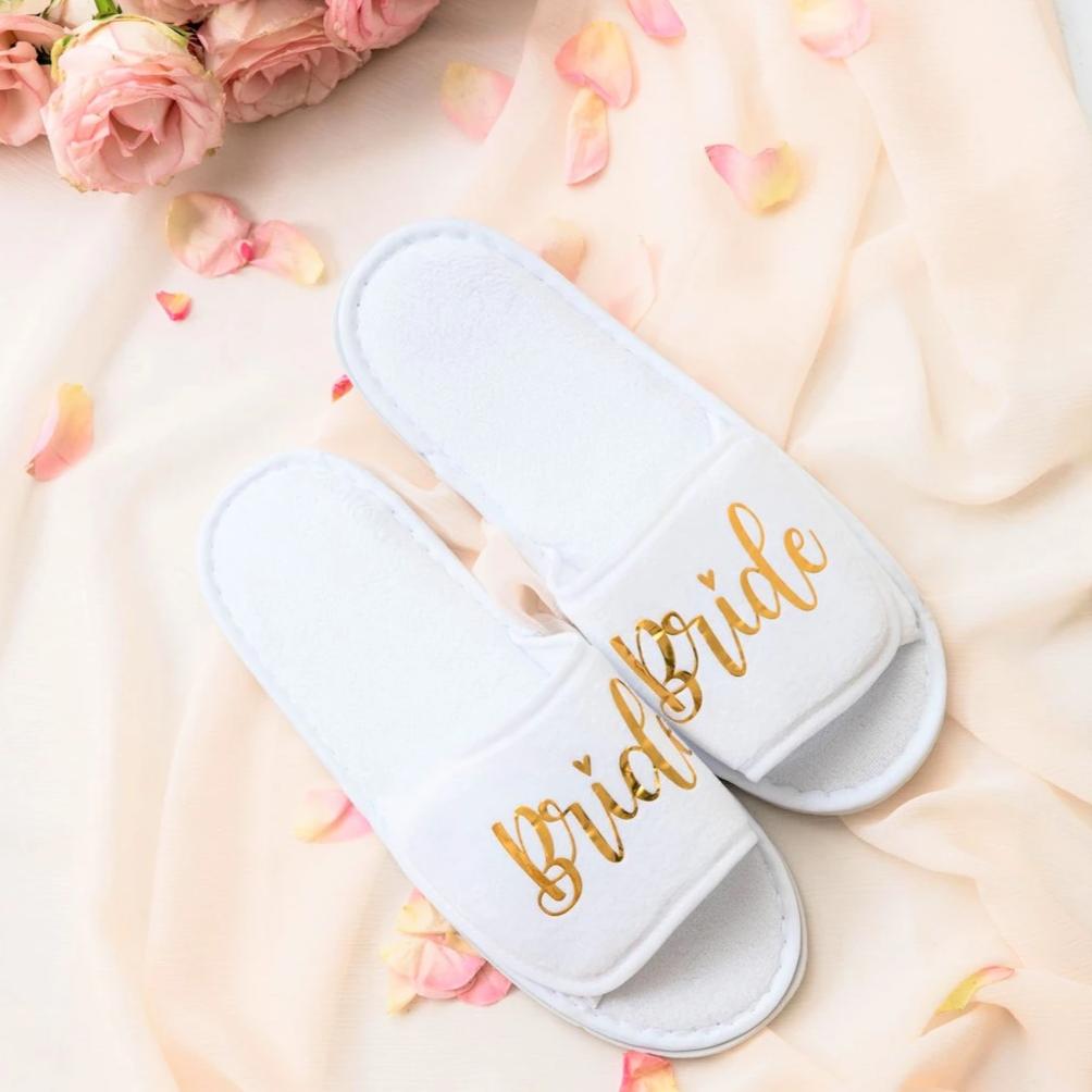 Bridal party Bride Bridesmaid custom personalized slippers