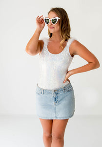 Sparkle Glitter Custom Bridal Swimwear Bodysuit