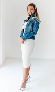 Pearl Custom Denim Jacket Bridal Jacket