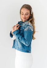 Load image into Gallery viewer, Pearl Custom Denim Jacket Bridal Jacket