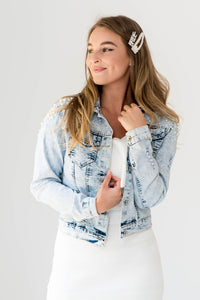 Pearl Custom Denim Jacket Bridal Jacket