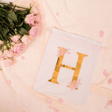 Load image into Gallery viewer, Floral Monogramme drawstring bag