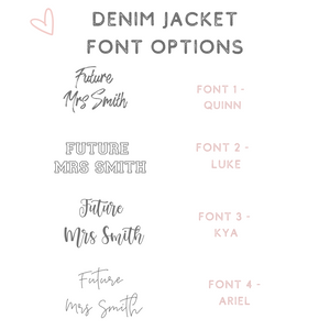 Custom denim jacket font options