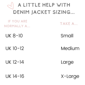 Size guide custom denim jacket